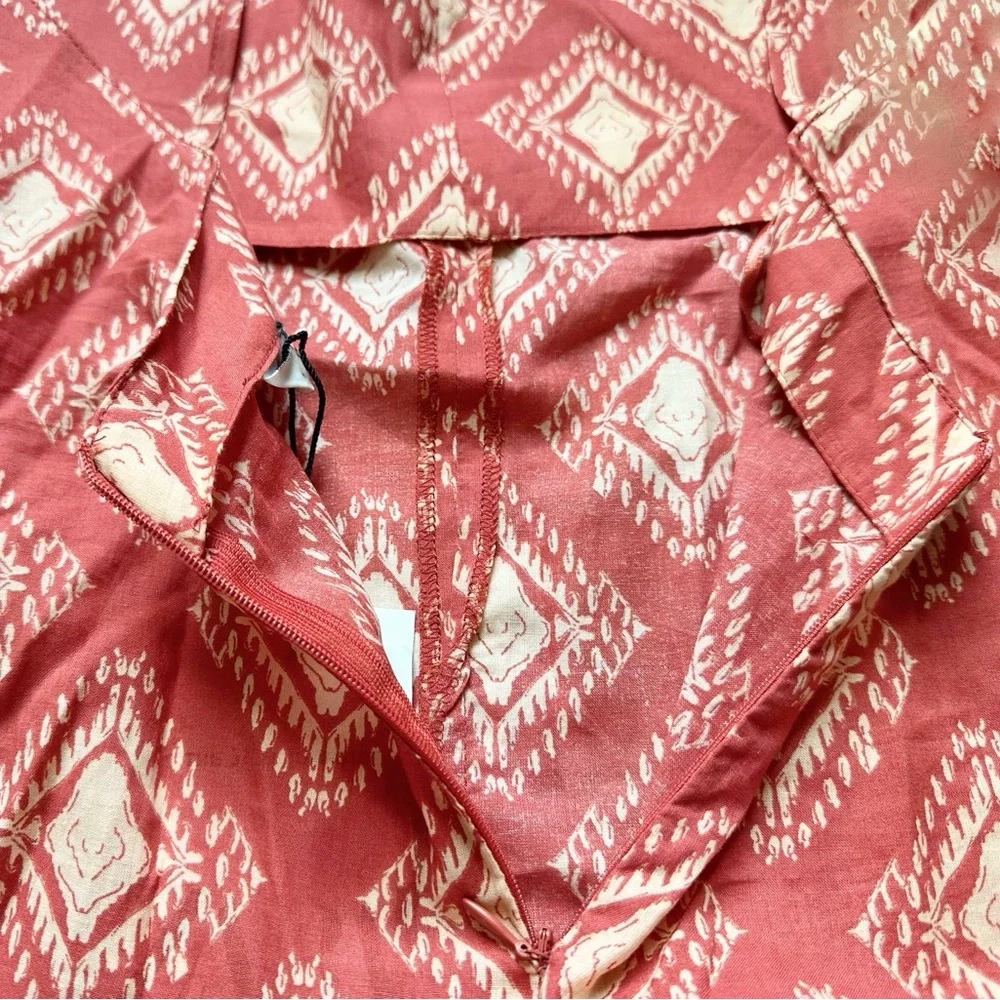 NWT Zara The Jami Ikat Pattern Boho Jumpsuit in Terracotta